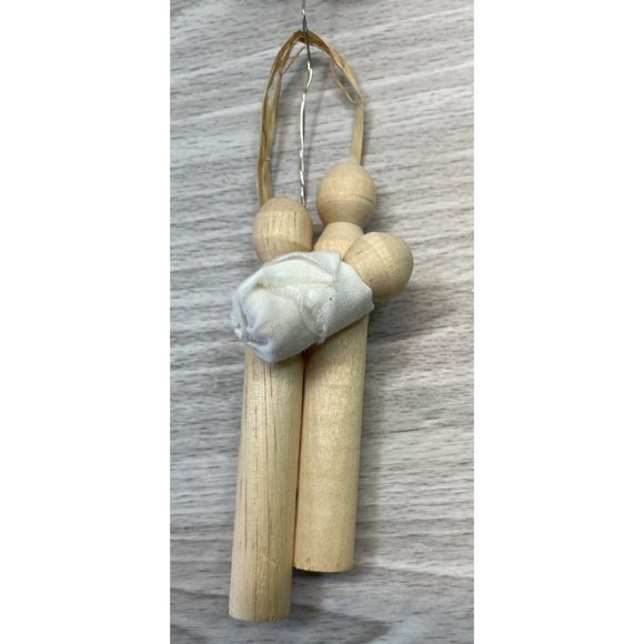 Clothespin Christmas Tree Ornament Handmade Baby Jesus Mary Joseph - Picture 4 of 5